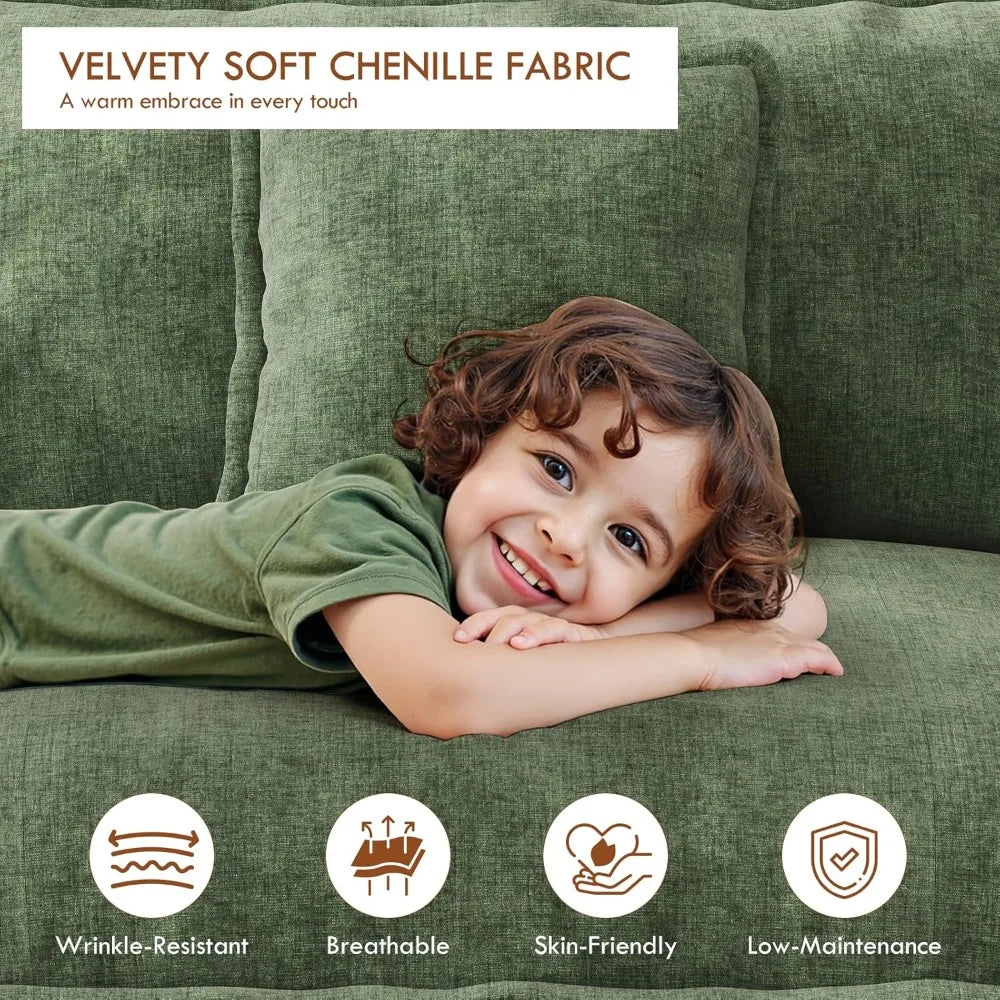 111.4” Modular Sectional Sofa, U Shape Cloud Couch , 2 Movable Ottomans, with Soft Pillows