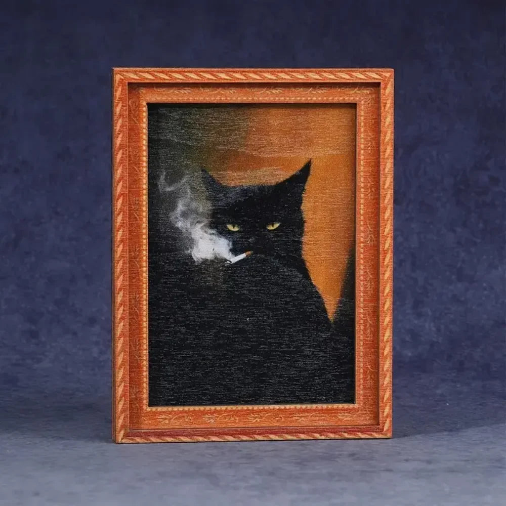 3D Funny Wooden Fridge Magnets Frame, Retro Cool Cat Magnetic Refrigerator/ Locker Magnet/ Photo Frames Holder for Home/ Kitchen/ Office Indoor/ Outdoor Decorations