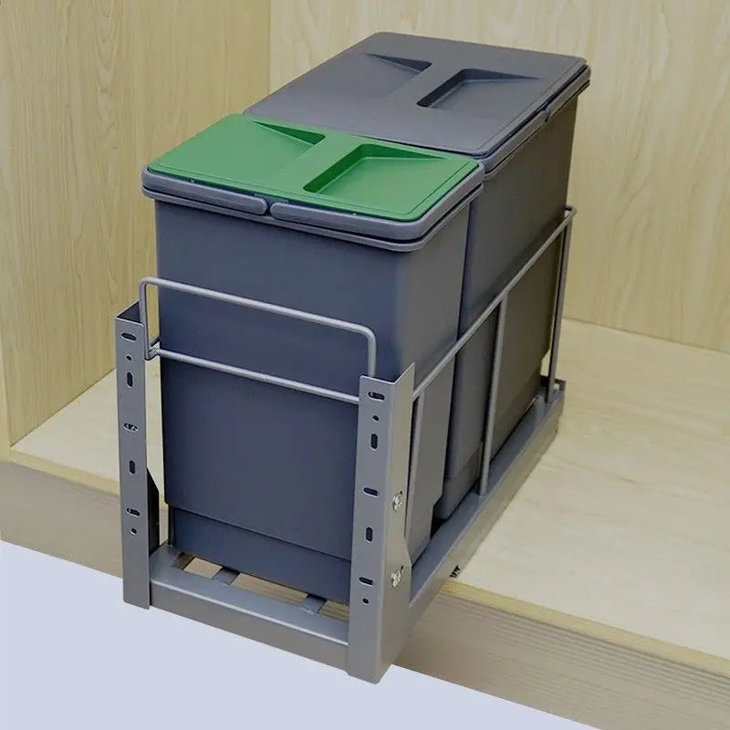 Kitchen Basket Hidden Recessed Trash Can with Lid,  Big Compartment Waste Bins,  Sink- Sorting Kitchen Storage Accessories