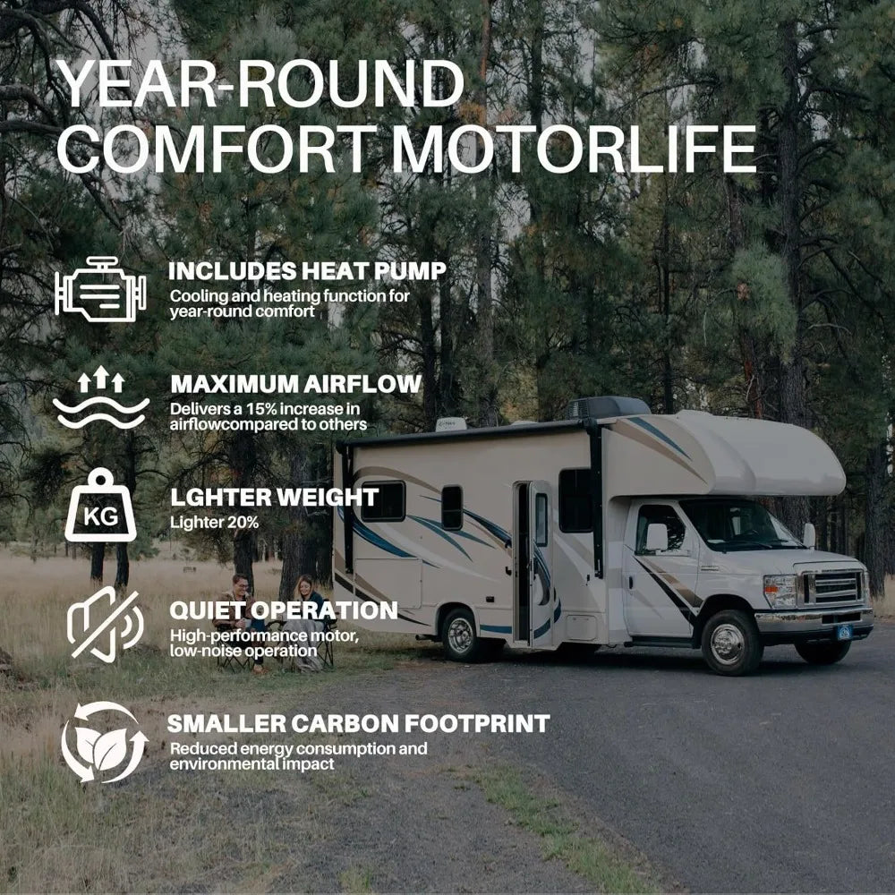 RV Air Conditioner with Heat 12V Universal Rooftop AC Unit Van Air Conditioner Heater Combo, 9000BTU Quiet 12 Volt Camper A/C