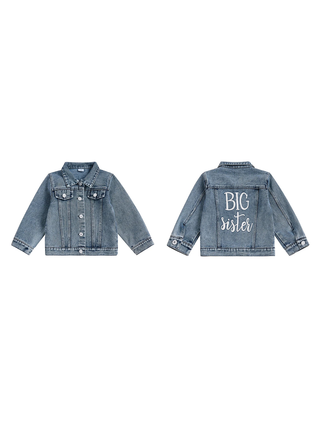 Adorable Baby Blue Denim Jacket with Front Pocket Detail and Snap Button Closure/ Stylish Toddler Fall Outfit Coat