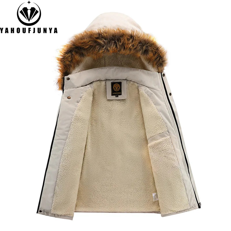 Winter Men Outwear Fleece/ Warm Removable Hooded Hiking Jacket Men/ Outdoor Windproof /Casual Fashion Jacket Coat Male Clothing
