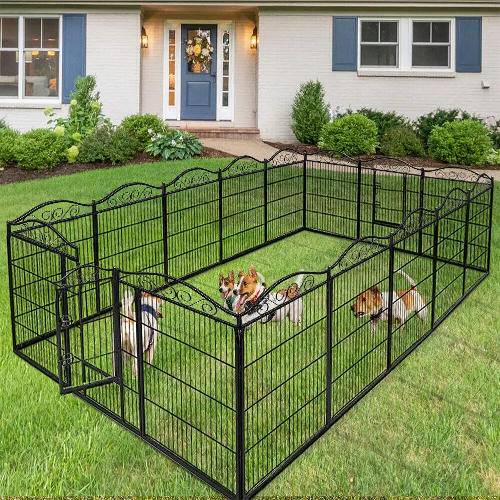 Dog Playpen, 8 Panels Playpen/ 32 Inch Height in Heavy Duty, Folding Indoor Outdoor Anti-Rust Dog Exercise Fence/ Portable