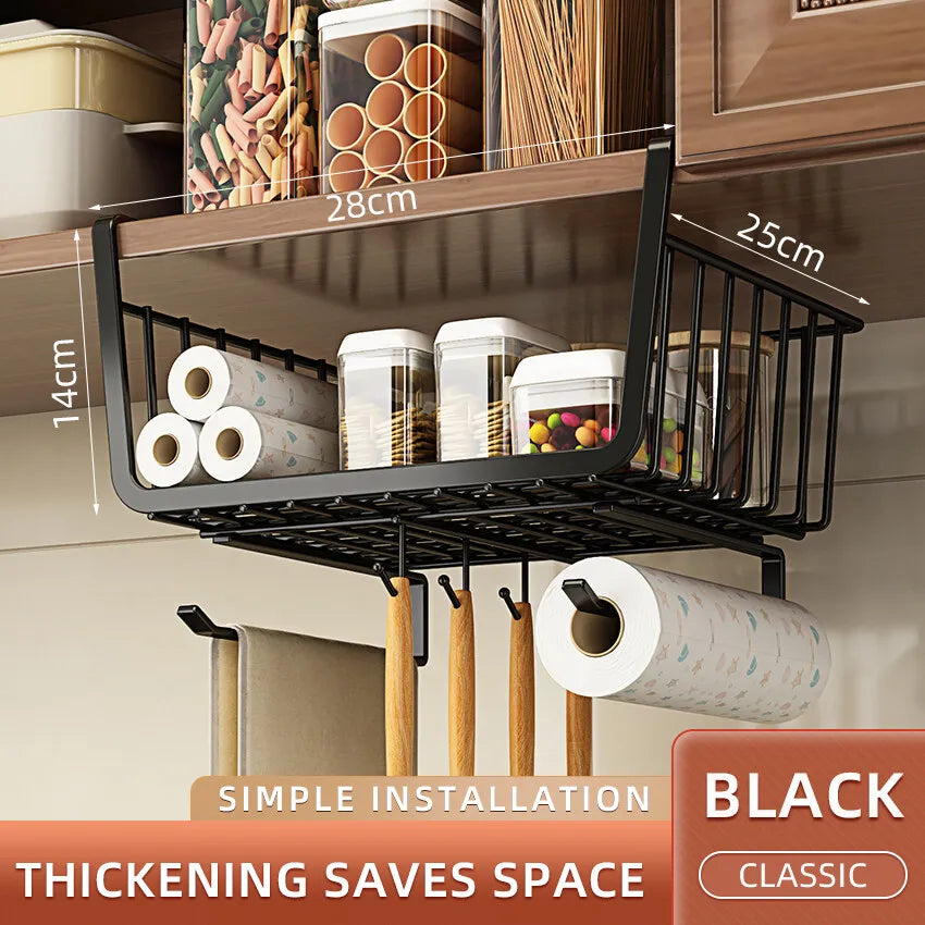 Kitchen Under Cabinet Basket Storage Shelf/ Tissue Cup Holder /Closet Desk Hanging Rack /Hollowed Pullout Drawer/ Sliding Basket