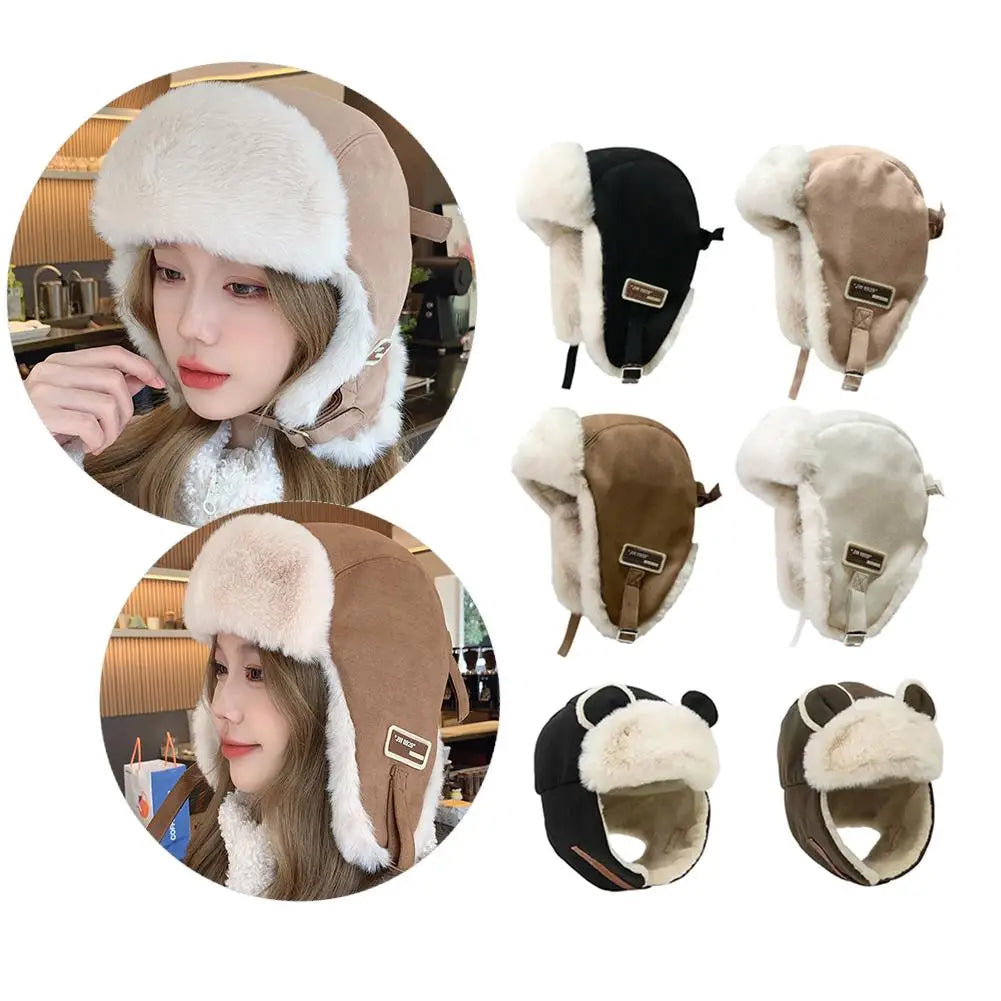Thick Warm Russian Ushanka Fur Hat Fashion Male/ Female Winter Hat Black Grey Earflap Ski Russian Cap Bomber Hat Gifts