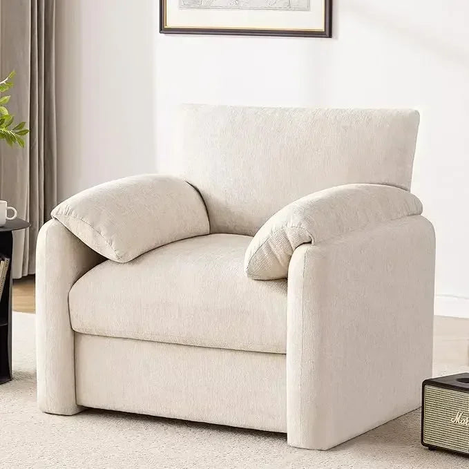 Large Chenille Armchair, 38.6" Wide Modern Lounge Chair for Living and Bedroom, Upholstered Mid-Century Style