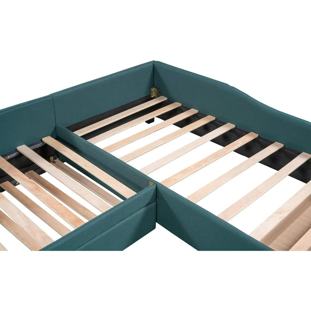 Green Twin Daybed with Upholstered Trundle and Storage for Teens