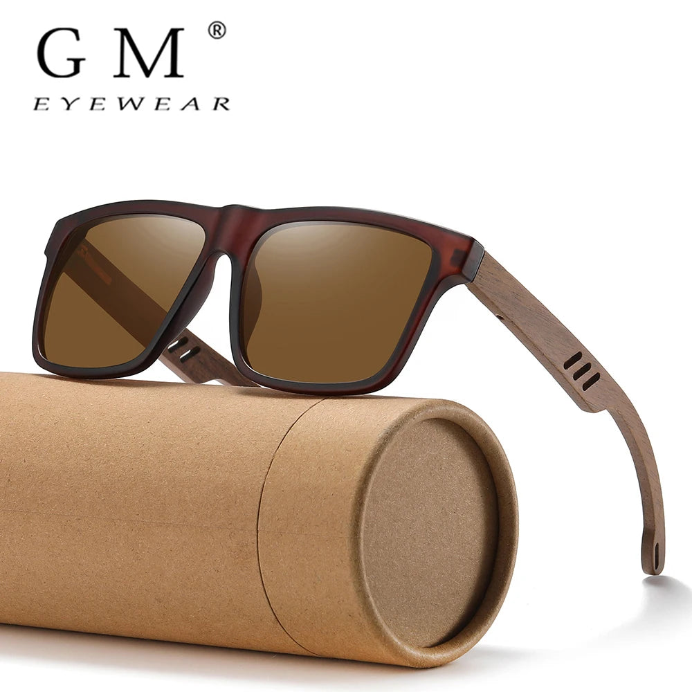 GM New Arrivals Black Wooden Polarized Sunglasses for Men Bamboo Sunglasses Red UV400 Lenses Fashion Driving Shades S5565
