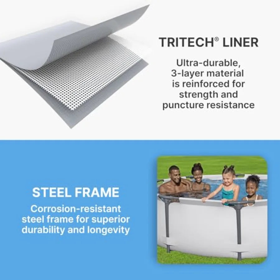 Steel Pro MAX 10' x 30" Above Ground Pool/ Round Metal Frame/ Outdoor Swimming Pool Set with Filter Pump and Type I Cartridge