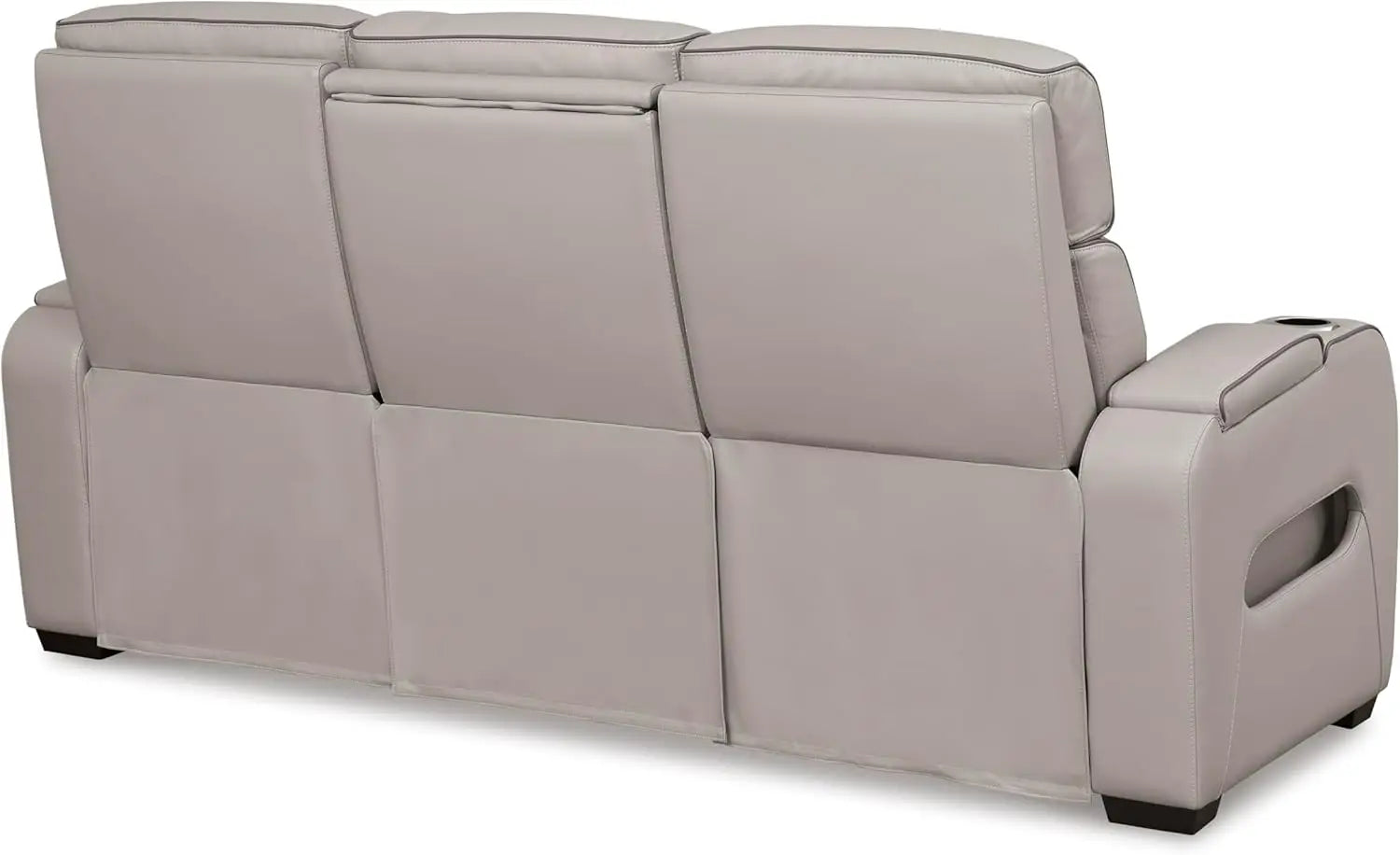 Boyington Contemporary Leather Match Power Reclining Sofa with USB Charging Ports, LED Lights and Adjustable Headrest, Gray