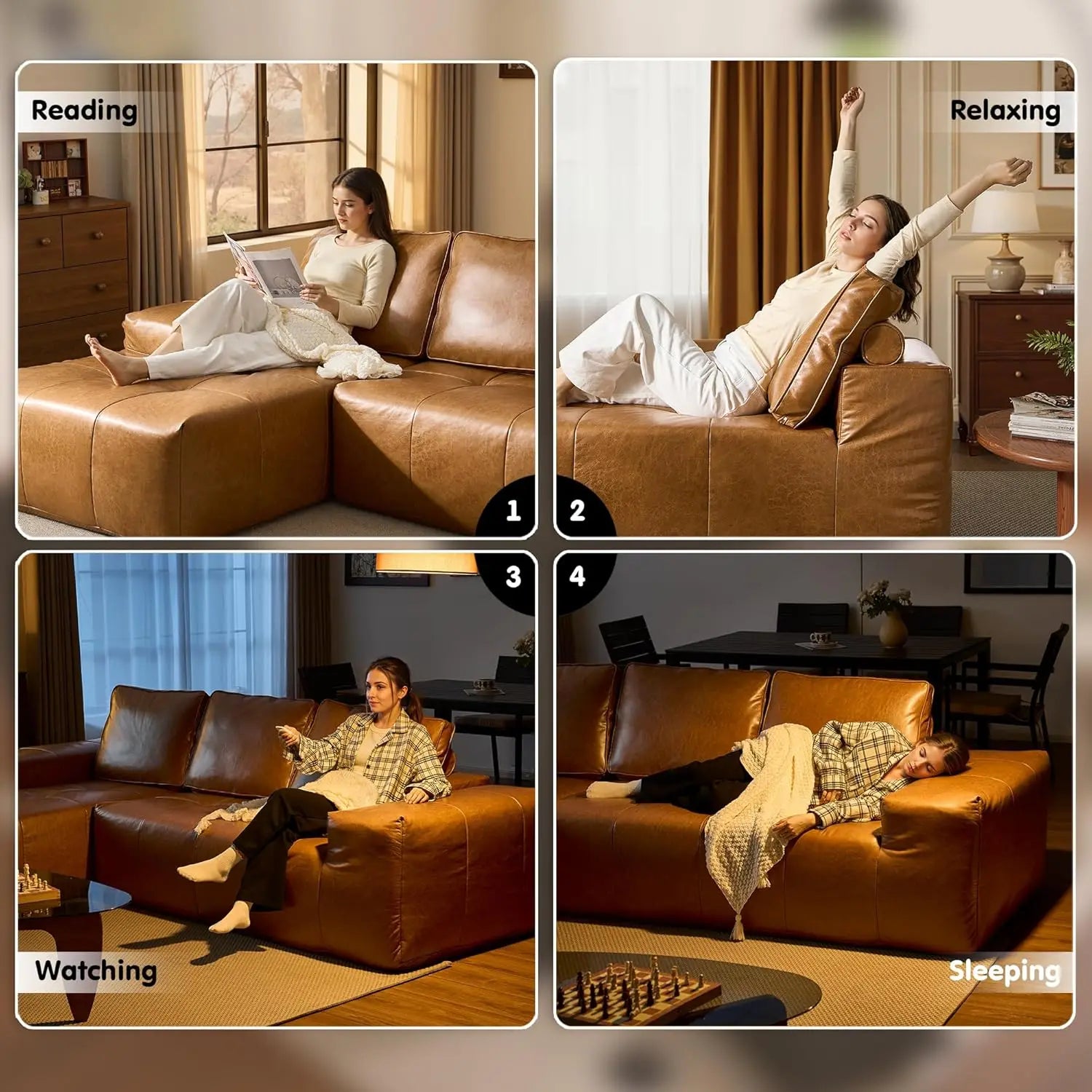 Sectional Cloud Couch for Living Room, Modular Floor Sofa with Plush Corduroy