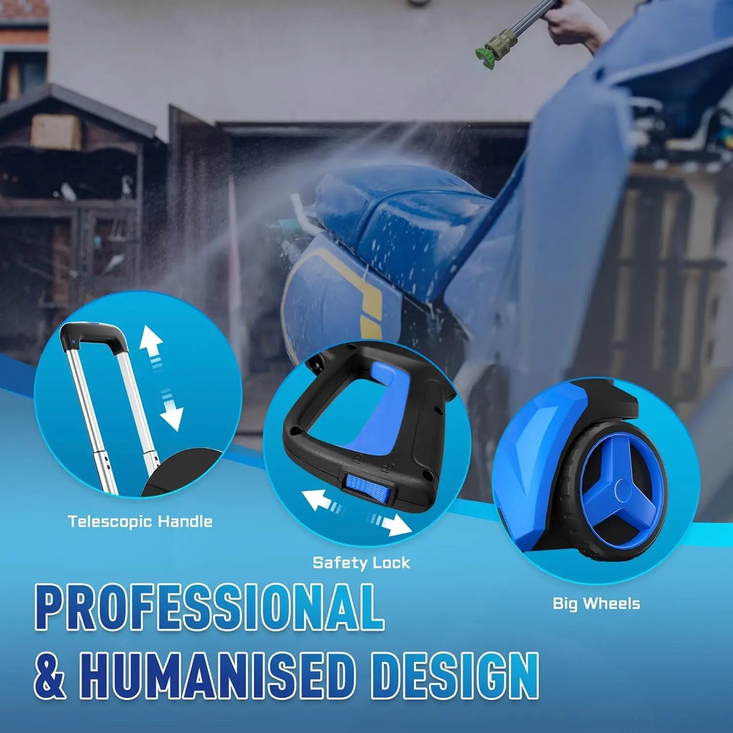 Pressure Washer Touch Screen Adjustable Pressure Power Washer with 4 Quick Connect Nozzles ,Inlet Hose & Filter