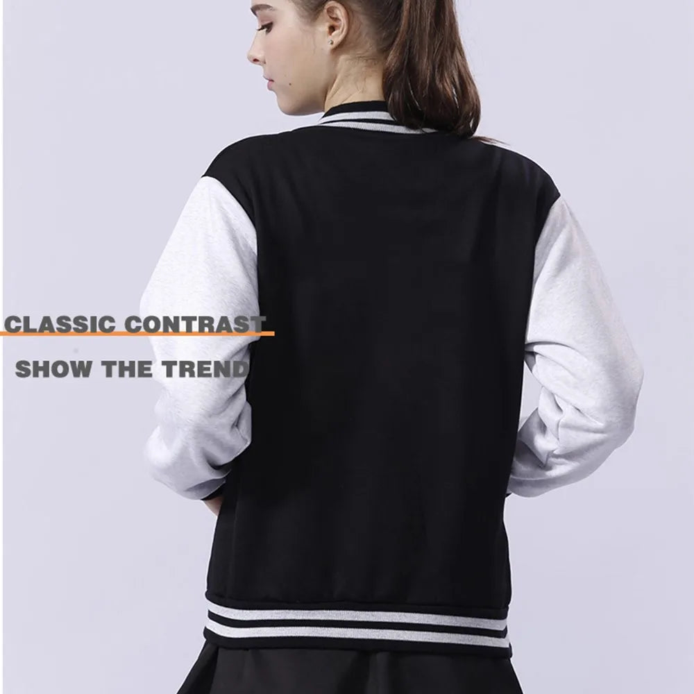 New York City Never Give Up Printing Jackets/ Women's Winter Fleece Warm Baseball Jersey /Casual Pocket Coats /Street Loose Clothes