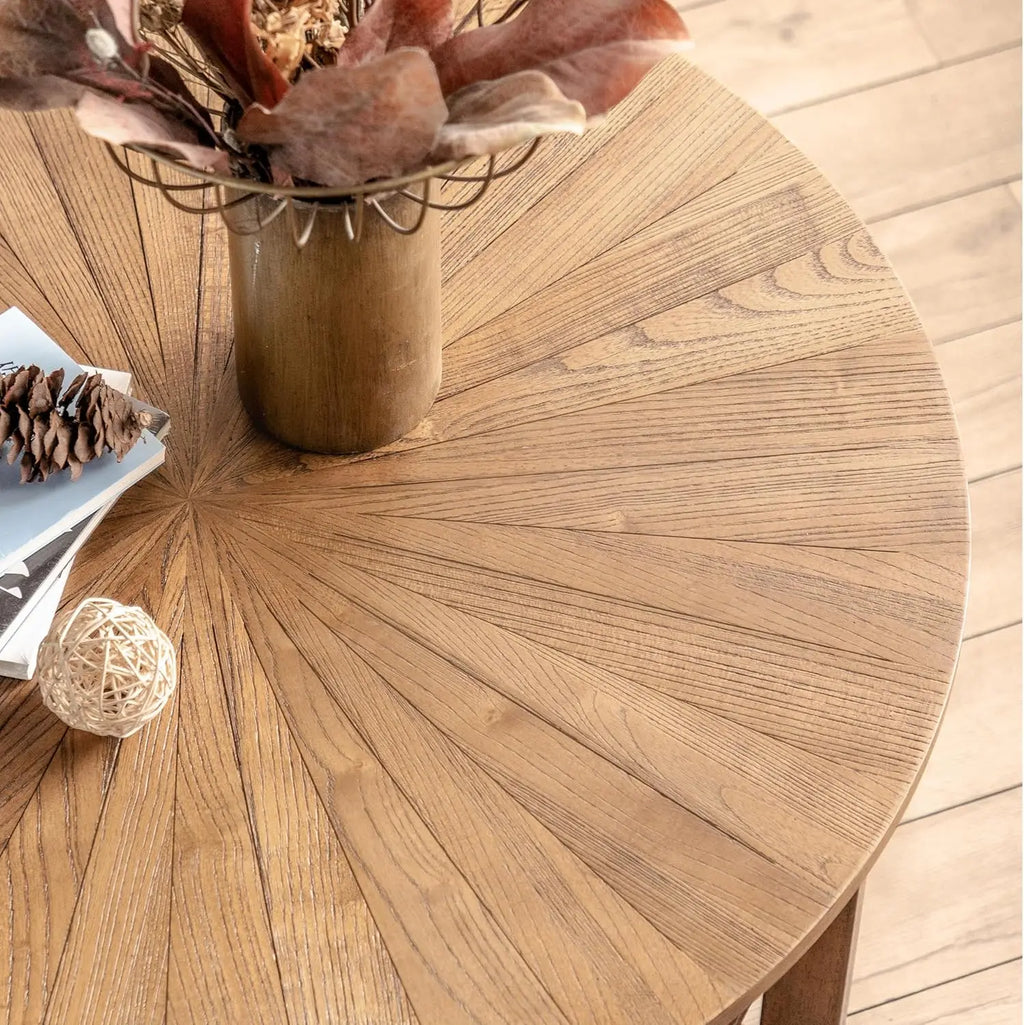 Wood Round Coffee Table for Living Room, 2 Tier Circle Coffee Table with Storage, Rustic Natural Coffee Table (35" Dx35 Wx18 H)