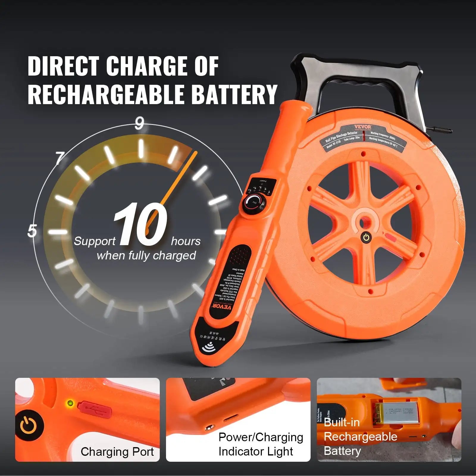 Pipe Blockage Detector Locators - 100ft/30m Waterproof for PVC, Plastic, Metal Pipes