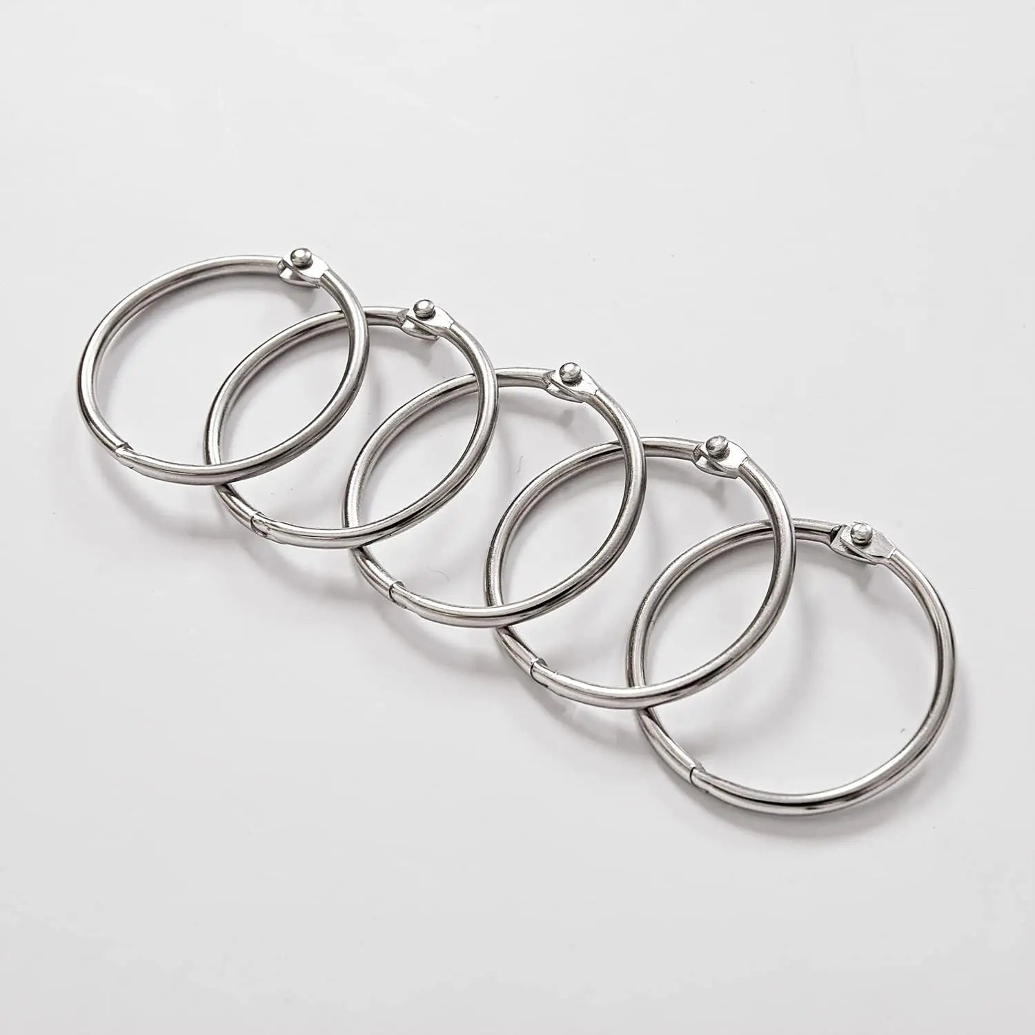 24 Pack Shower Curtain Rings, Rust Proof Shower Curtain Hooks for Bathroom, Loose Leaf Binder Rings/ Keychain Key Rings