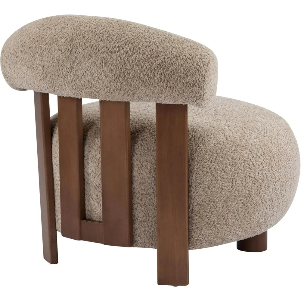 Elvina Plush Fabric Accent Chair, Solid Wood Lounge Cozy Reading Chair for Modern Living Spaces