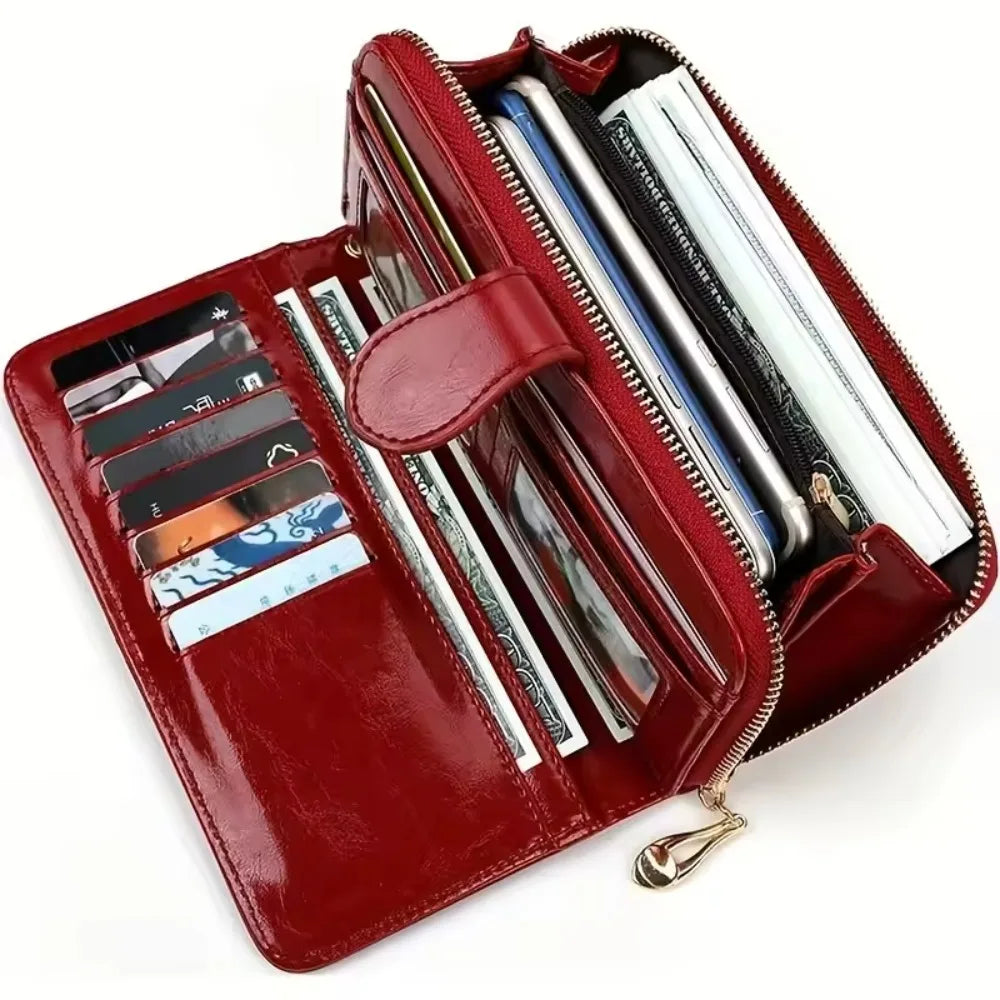 High Quality Women Wallet  Anti-Theft Leather Wallets For Woman/ Long Zipper Large Ladies Clutch Bag/ Female Purse Card Holder