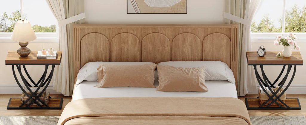 Tribesigns Side Table, 2-Tier Narrow End Table for Living Room, Industrial Nightstand with Metal Frame, Small Bedside Tables for