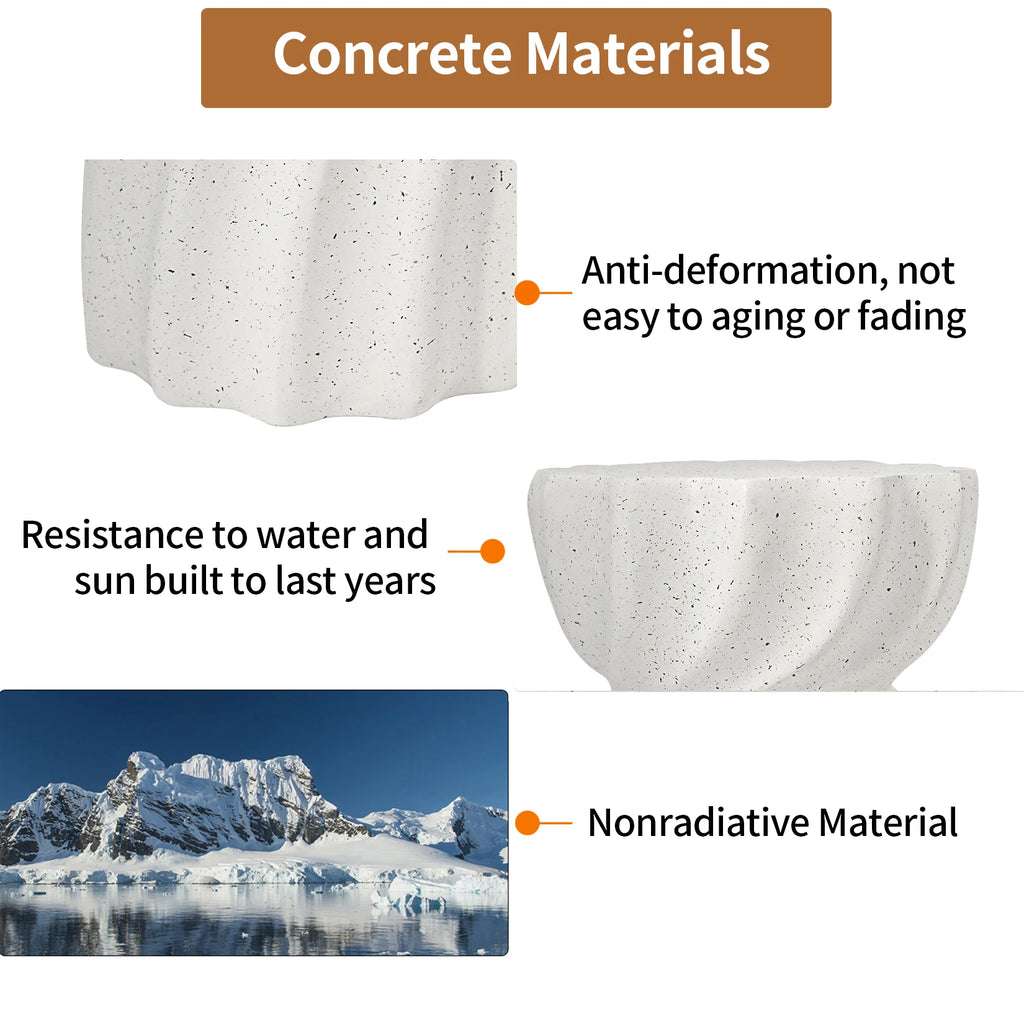 Contemporary Lightweight Concrete Accent Side Table/ Patio Hourglass /Side End Table/ Garden Stool/ Living Room/ Office