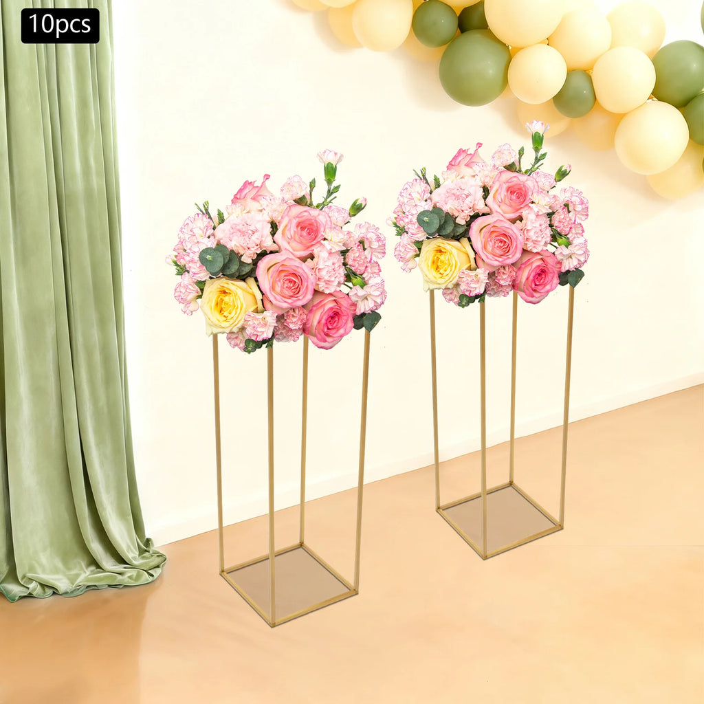 Geometric Iron Flower Display Rack 10Pcs, Freestanding Centerpiece Holder with Easy Assembly & Hollow Design, Versatile Decor for Anniversaries Events, Home Office Dessert Table Use