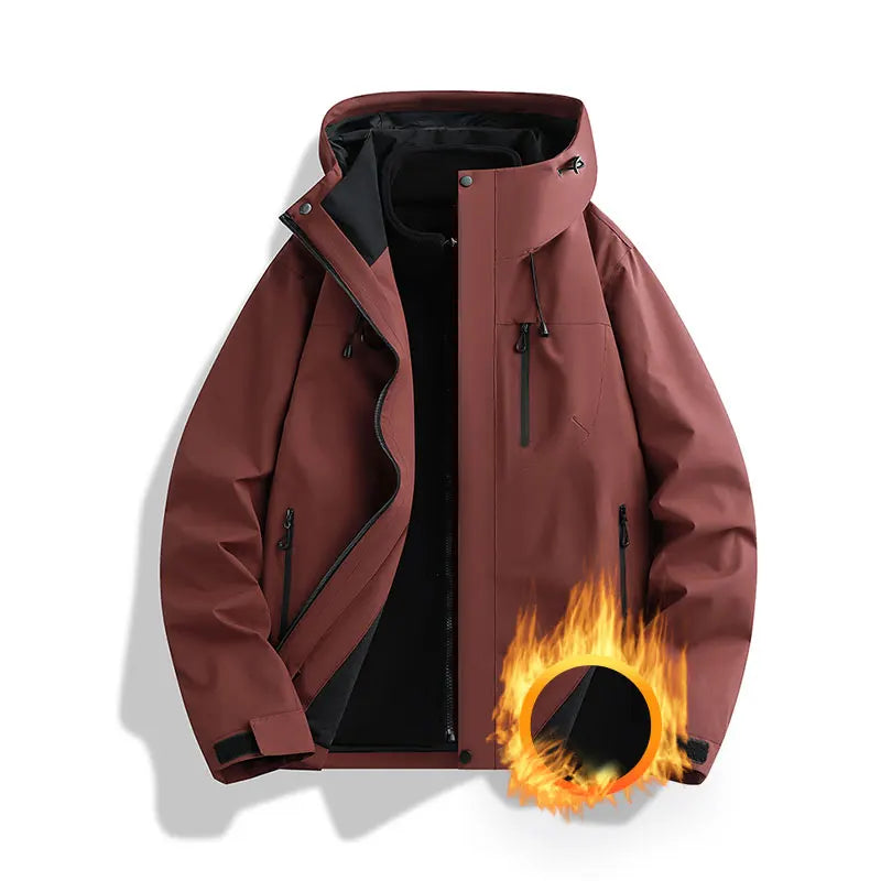 Winter Jacket Outdoor 3-in-1 Waterproof Sport Coat/ Running Unisex Hooded Hiking Jacket/ Warm Breathable Outdoor Couple/ Loose Coat