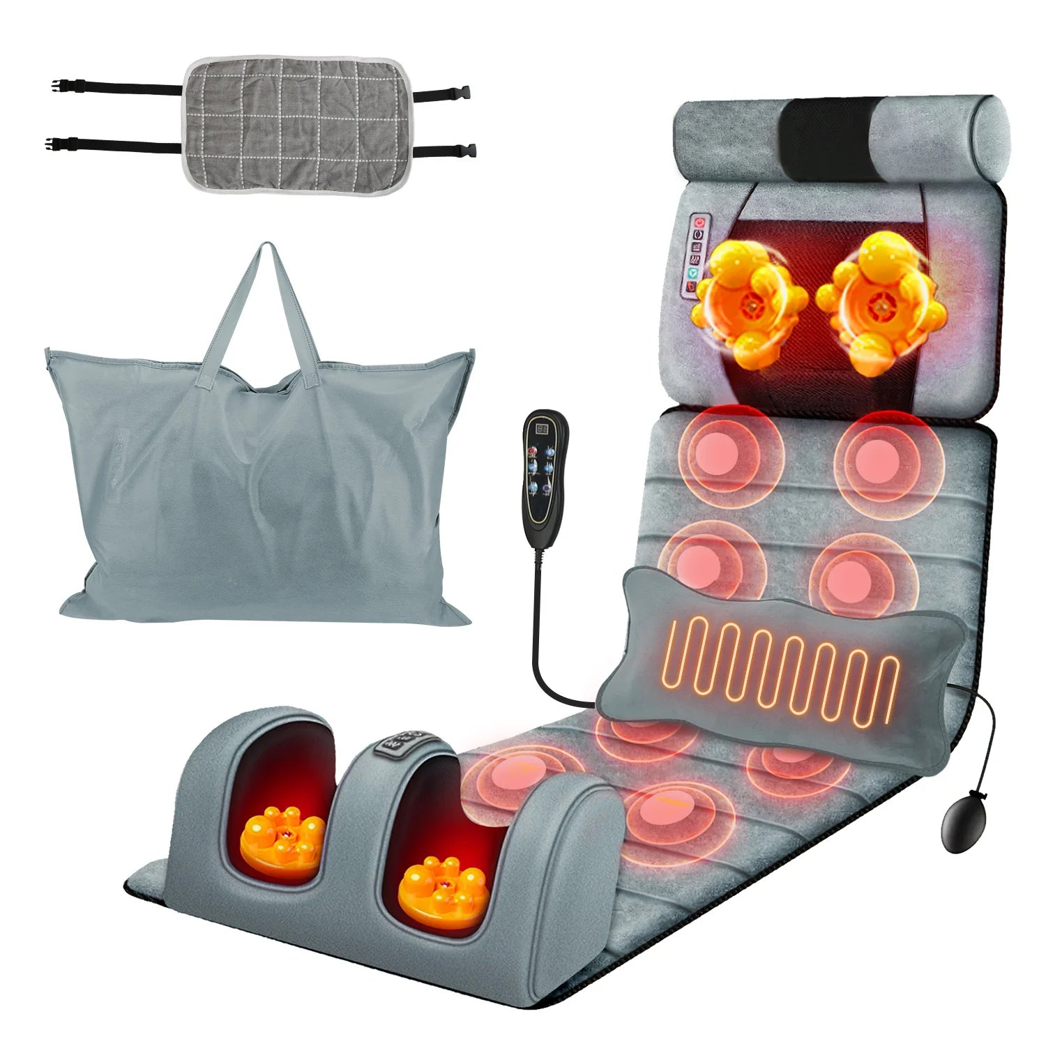 Electric Massage Mattress/ Vibrating Heating Infrared Massager Cushion For Neck, Back, Foot, and Full Body Pain Stress Relief