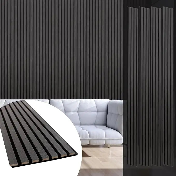 Wood Panels for Wall and Ceiling - 108 x 11 Inch Wood Slat Acoustic Panels 4 PCS - Modern Sound Absorbing Wall Panels
