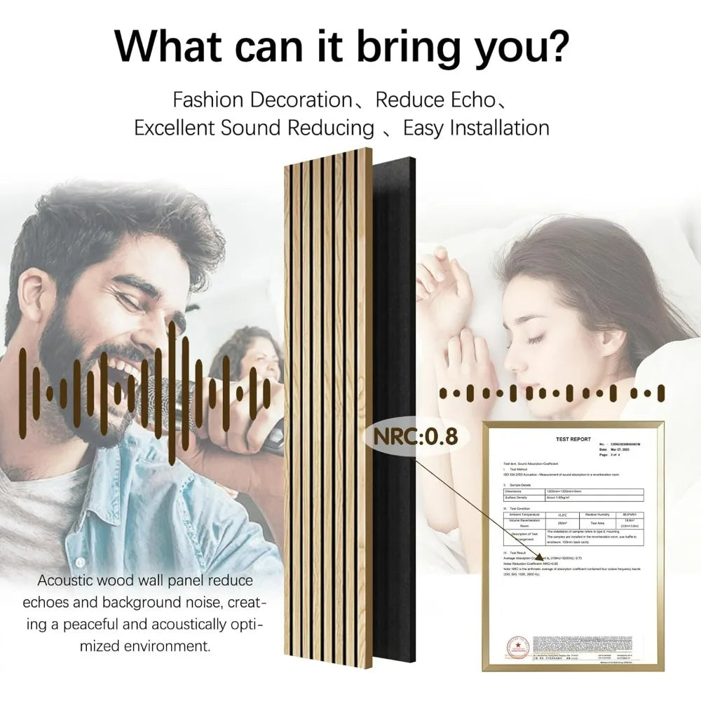 Oak Wood Veneer Acoustic Wall Panels - 2-Pack for Interior Decoration, 12.6 Wide x 94 Tall