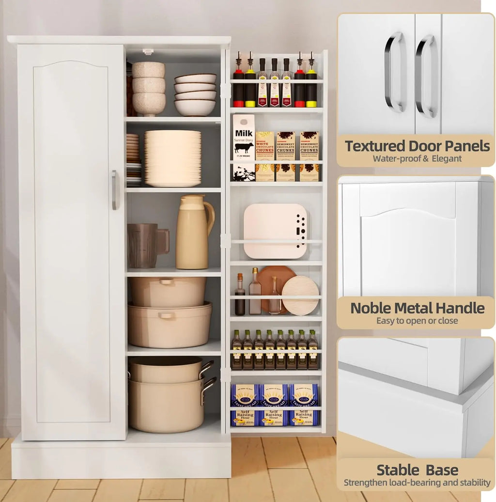 Kitchen Pantry Cabinet, Pantry Storage Cabinet with Adjustable Shelves and Drawer, Sideboard Buffet Cupboards/ Storage Shelf