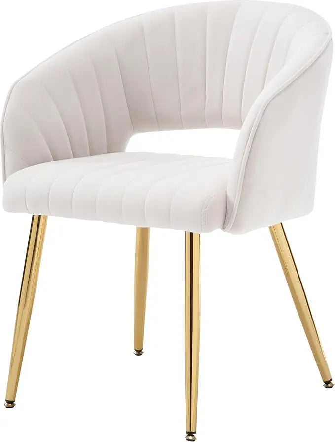 Modern Upholstered Tufted Vanity Chair Set, Gold Metal Legs Accent Armchair for Living Room