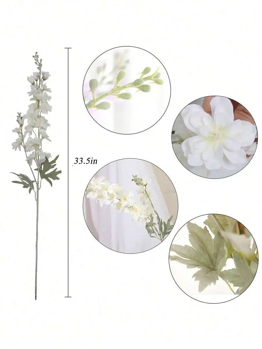 6Pcs Delphinium Flowers Artificial Flowers Silk Flowers Larkspur Flower 33.5in Long Stem Artificial Flowers For Tall Vase For Home