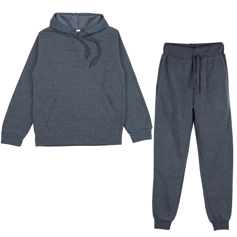 Two Piece Set Casual Fleece Tracksuit Women Winter/ Women's Set/ Oversized Hooded Long Sleeve Hoodie/ Sport Pants