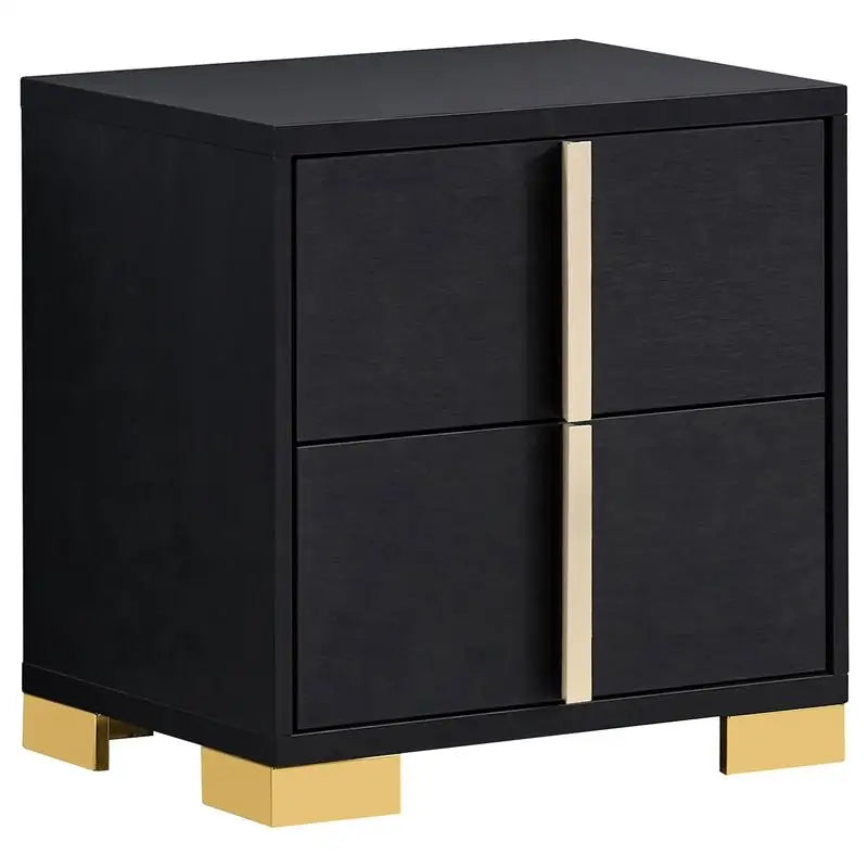 4-Piece LED Twin Bedroom Set in Black with Medial Storage