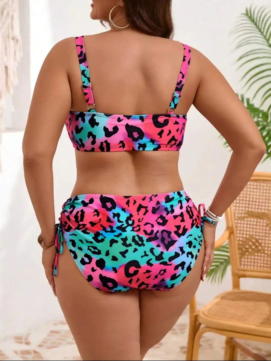 Women High Waisted Bikini Set Tummy Control Push Up Swimsuit Twist Front Flattering Fit Adjustable Summer Beach Swimwear