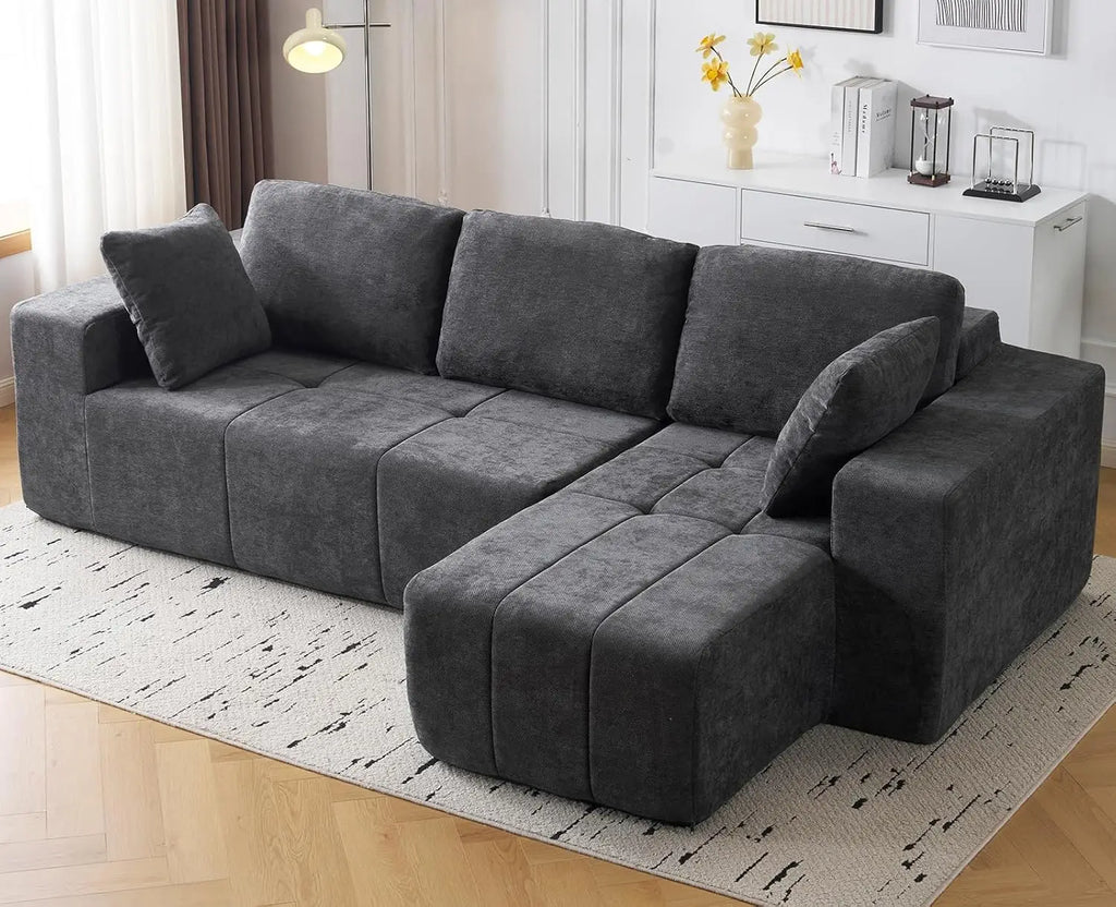 Cloud Modular Sectional Couch 105 Inch Chenille Boneless Couches Deep Seat Upholstered L-Shape Sofa with Chaise Customized