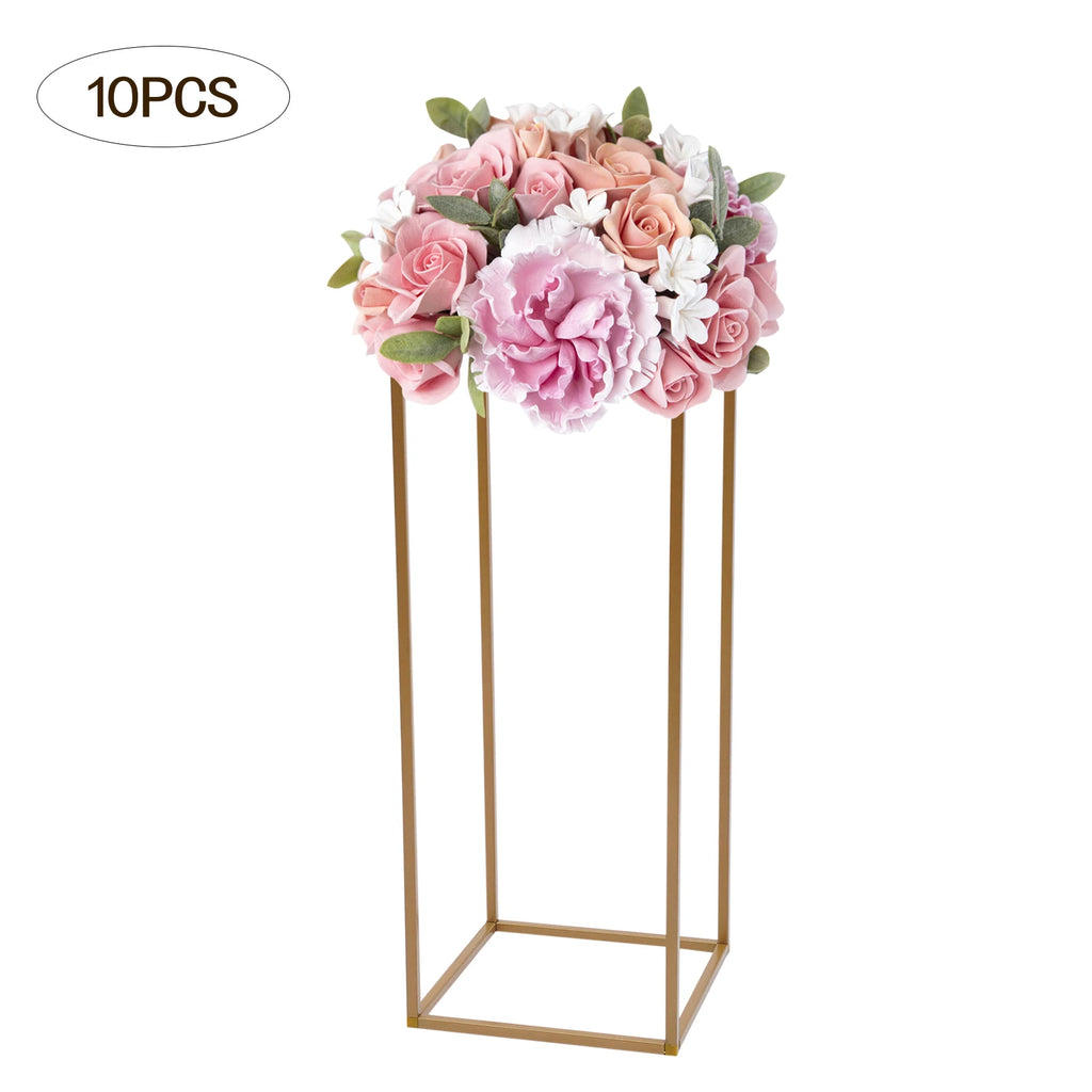Geometric Iron Flower Display Rack 10Pcs, Freestanding Centerpiece Holder with Easy Assembly & Hollow Design, Versatile Decor for Anniversaries Events, Home Office Dessert Table Use