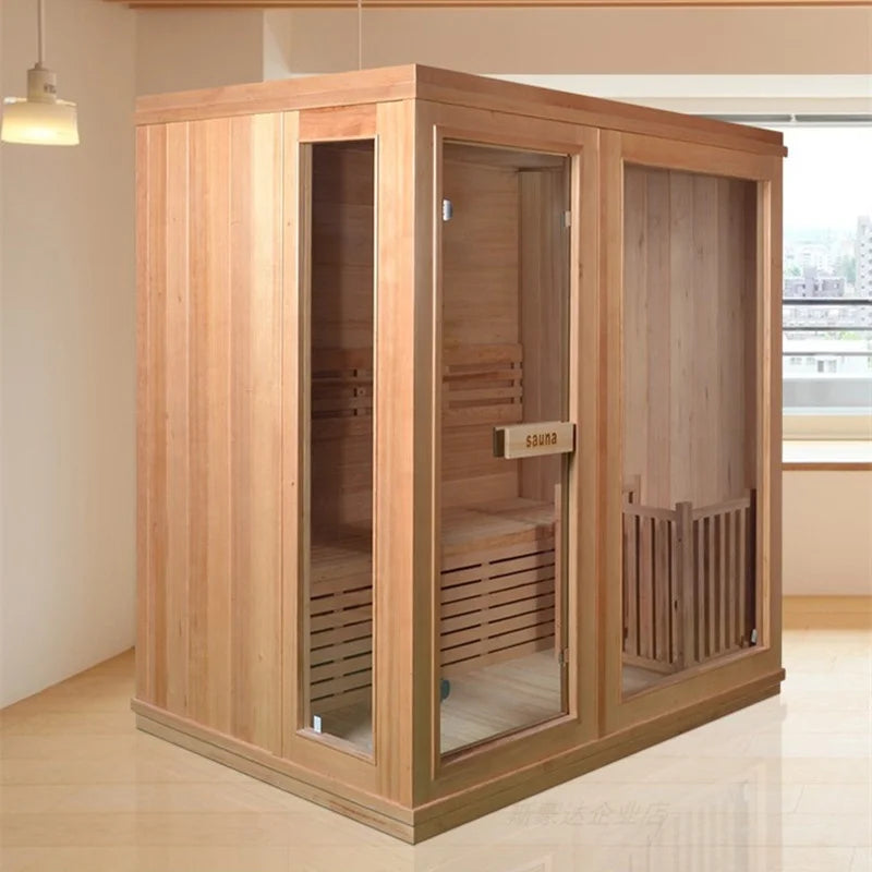 Traditional Sauna Room With Strip Light