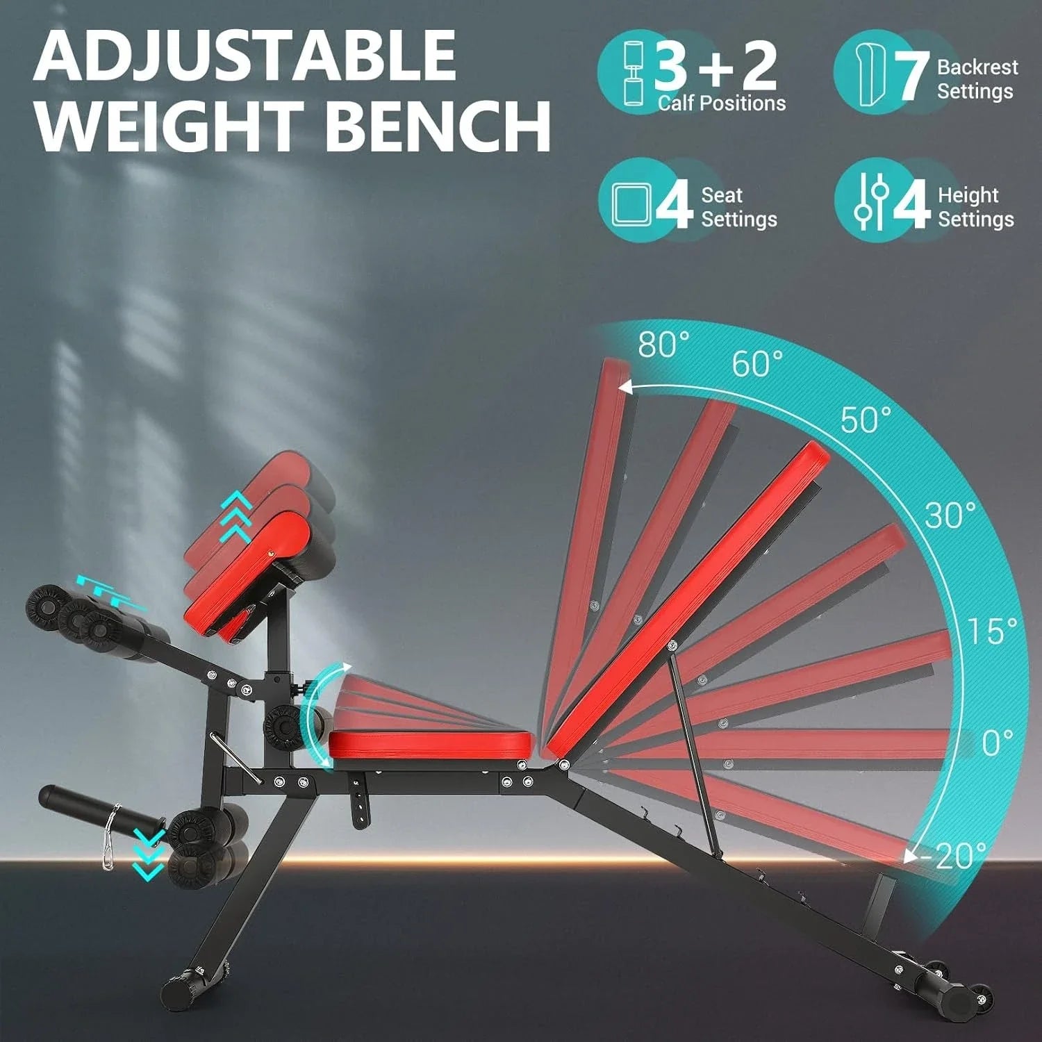 800LBS Adjustable Weight Bench, Workout Bench for Home Gym, Weight Bench with Leg Extension and Leg Curl, Preacher Curl Bench