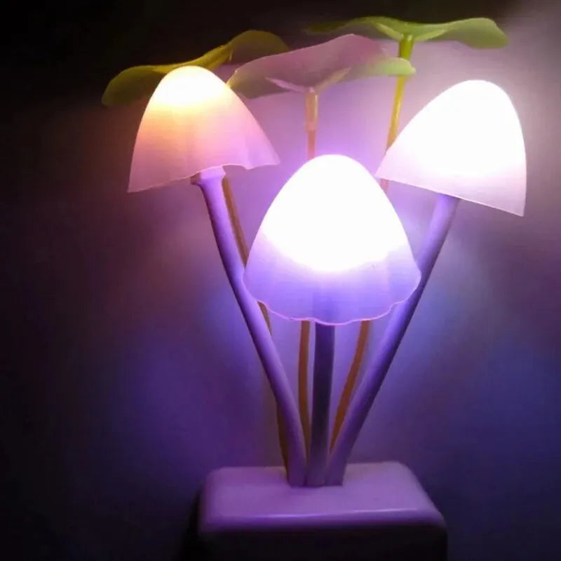 Novelty Mushroom Fungus Night Light EU & US Plug Light Sensor 220V 3 LED Colorful Mushroom Lamp/ Led Night Lights