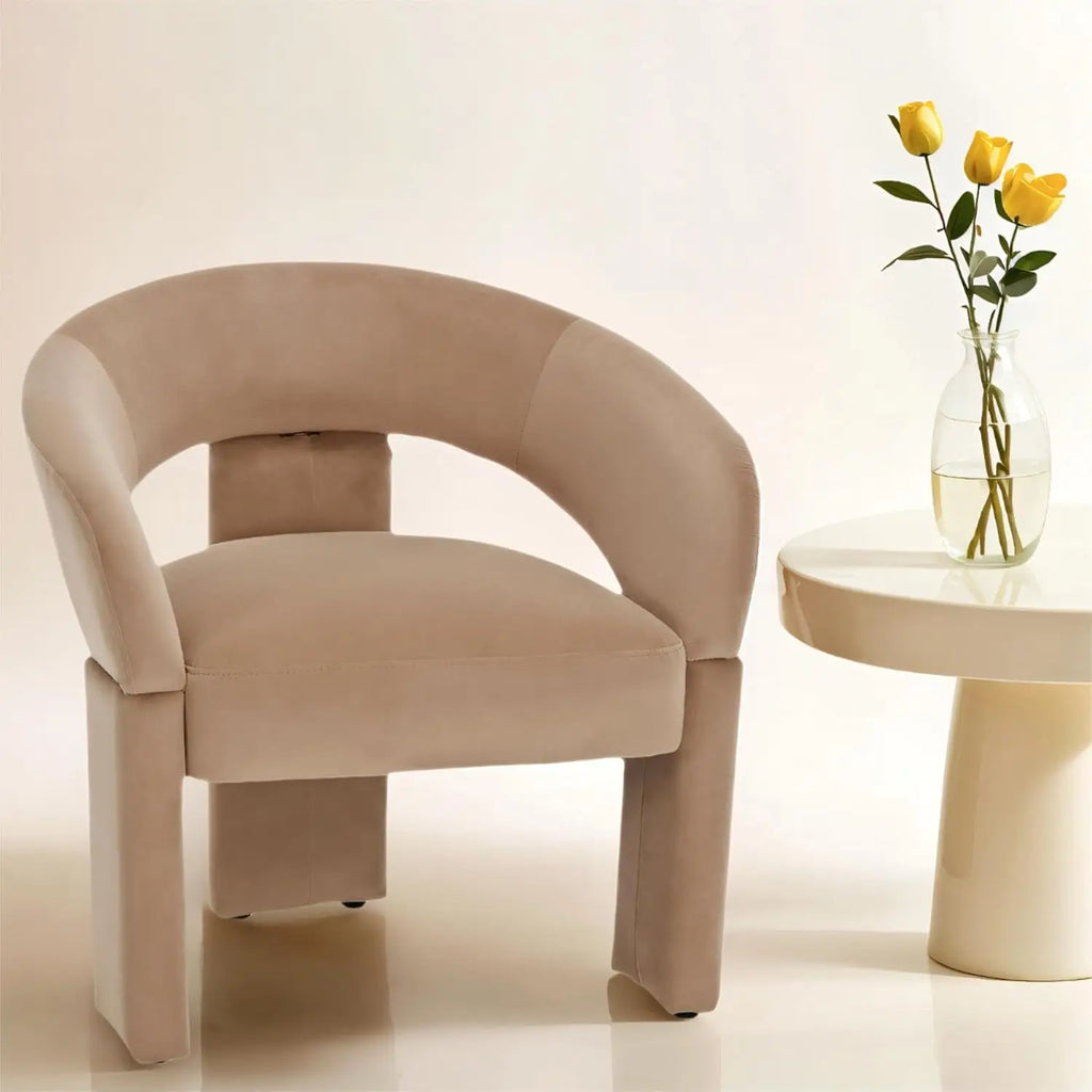 Round Barrel Back Velvet Armchair