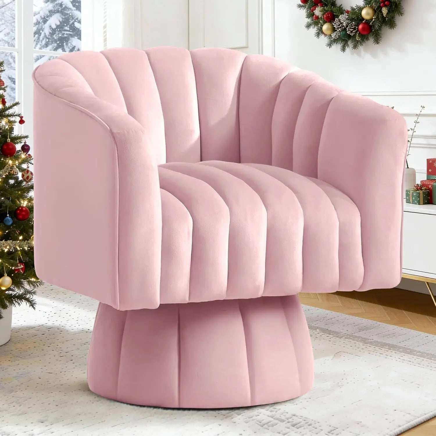 Swivel Accent Chair,360°Swivel Barrel Chairs, Mid-Century Chair with Wide Upholstered, Modern Velvet Fabric, Round, Customized