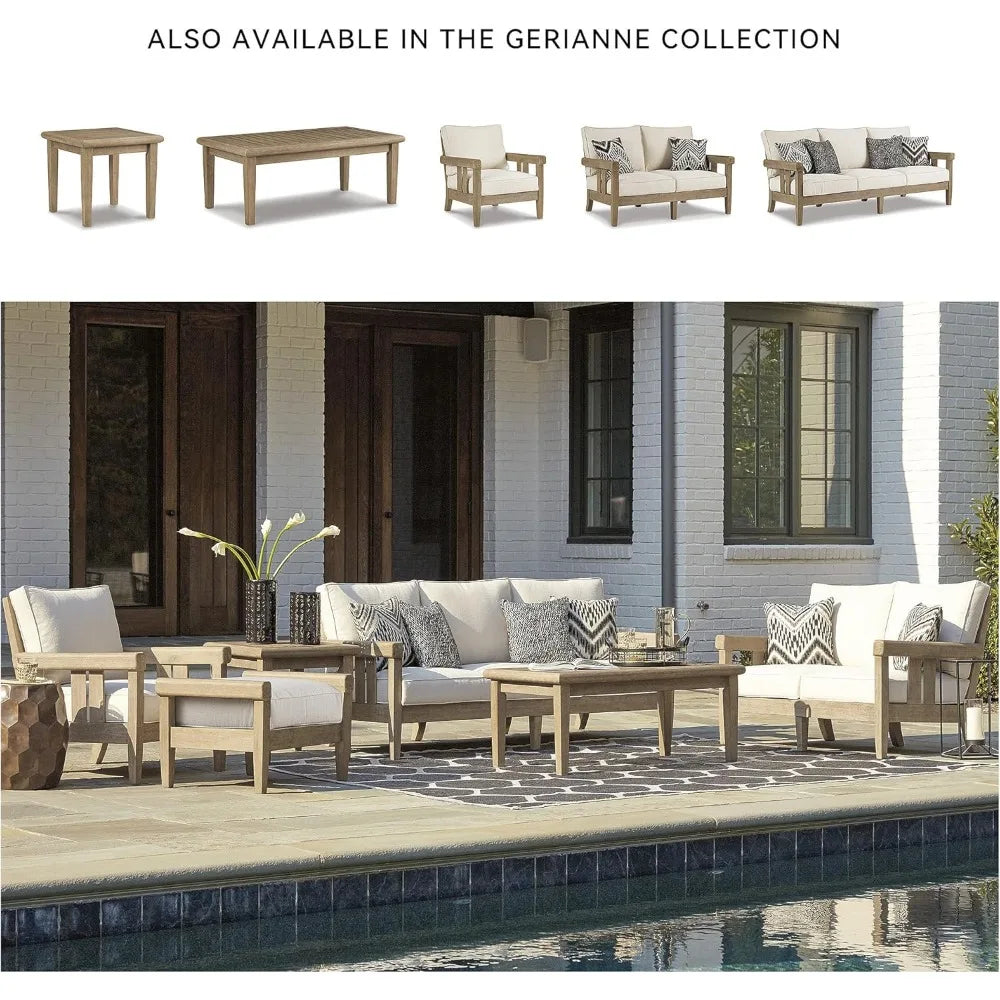 Outdoor Eucalyptus Wood Square Table/Gray-Brown