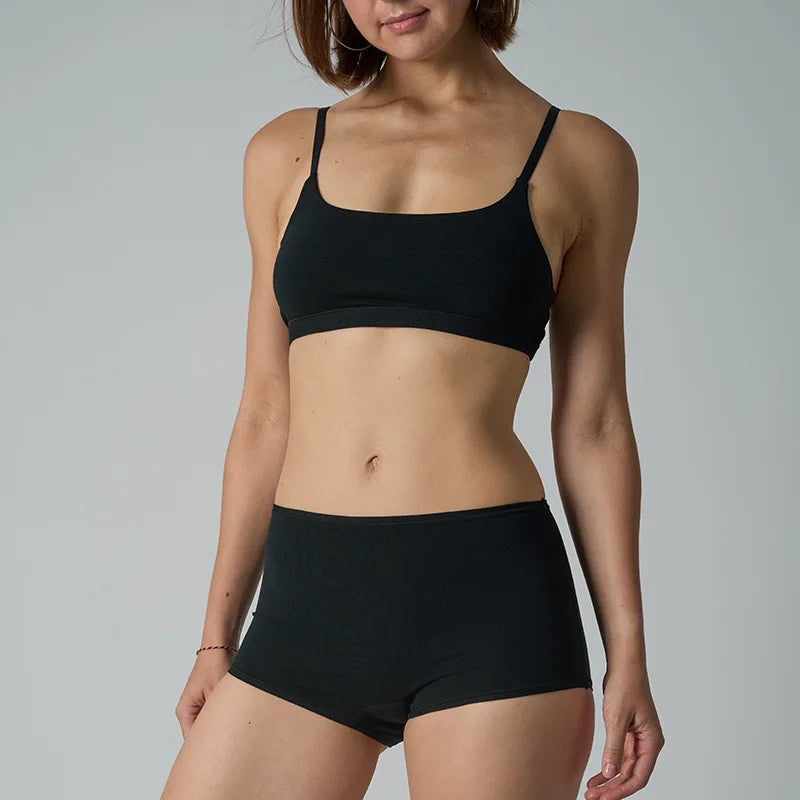 Simple High Elasticity Lingerie Sport Set/ Women Casual Cotton Adjustable-strap Seamless Bras/Low Waist Boxer Chic Briefs Sets