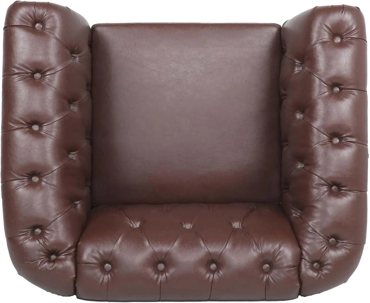 Leather Chesterfield Chair, Mid-Century Modern Single Sofa Chair, Tufted Upholstered Rolled Armchair