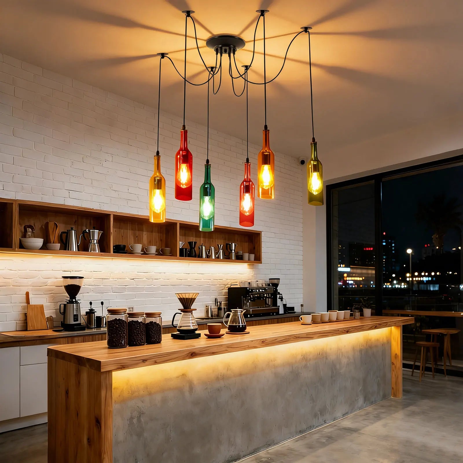 Ceiling Lights/ Pendant Lighting Fixture 6-Head/7-Head/10-Head Creative Glass Bottle Pendant Lamp