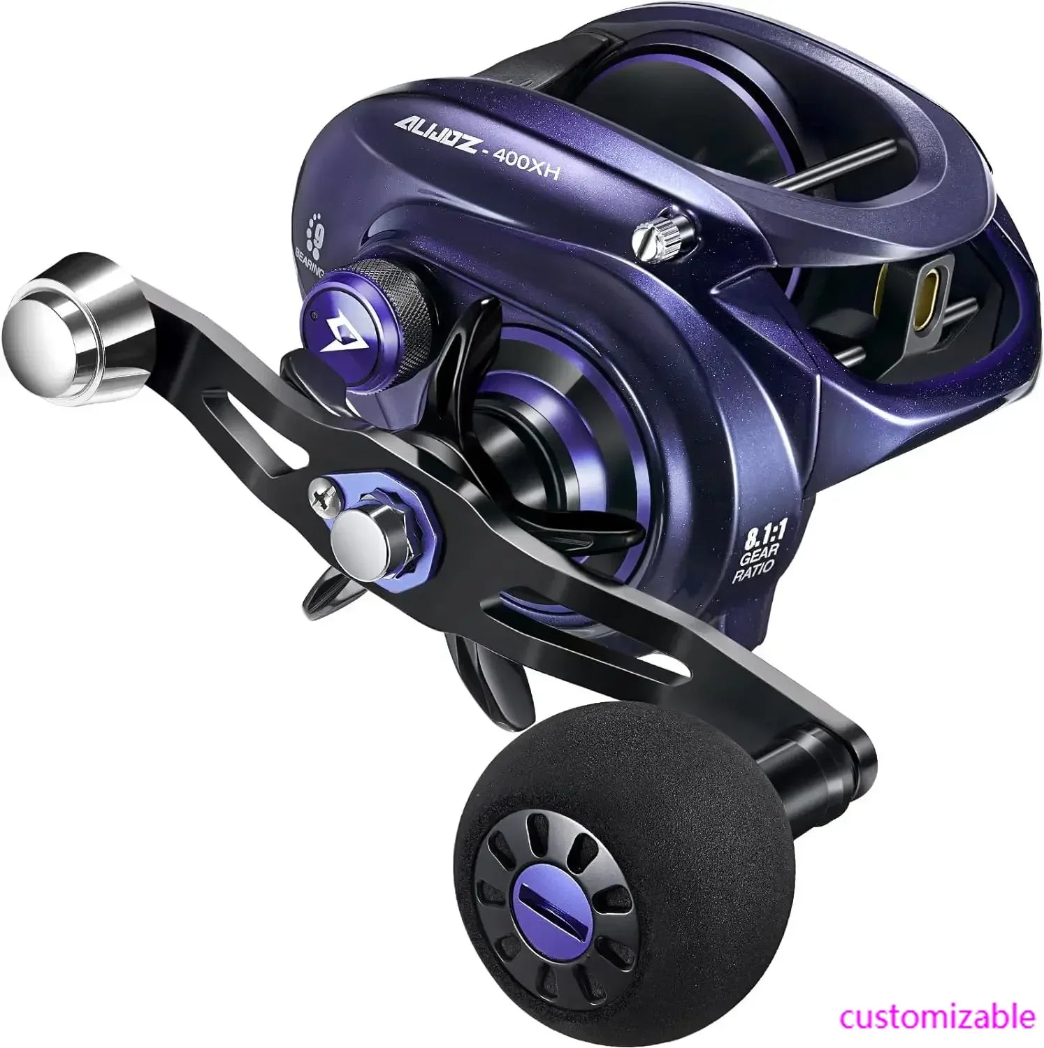 400 Baitcaster Fishing Reel, 38Lbs Max Drag/ Aluminum Alloy Frame Baitcasting Reel, Available in 6.6:1/8.1:1 Gear Ratio