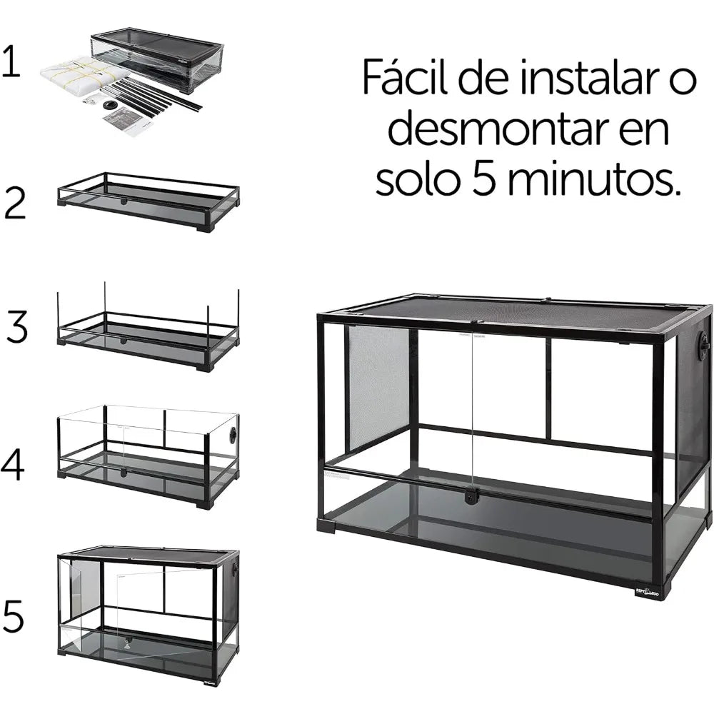 67 Gallon Reptile Glass Terrarium, Double Hinge Door Reptile Tank, Side/TOP Screens/ Ventilation Reptile