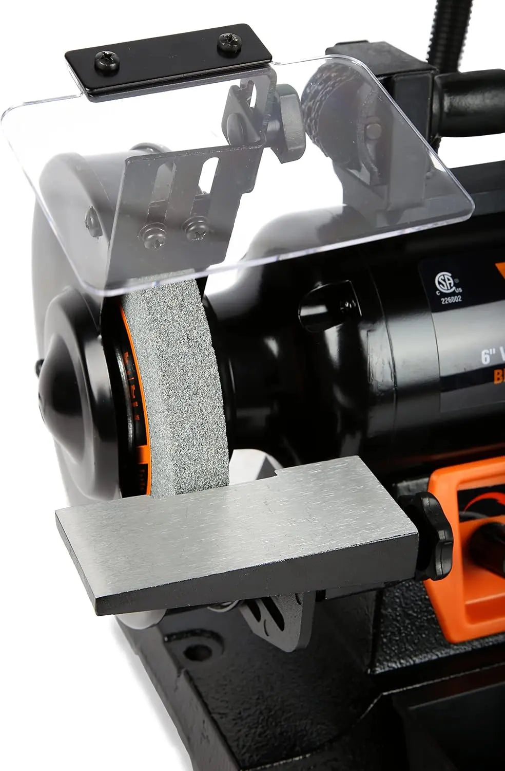 6-Inch Variable Speed Bench Grinder with Flexible Work Light, 2.5-Amp, Black BG625V