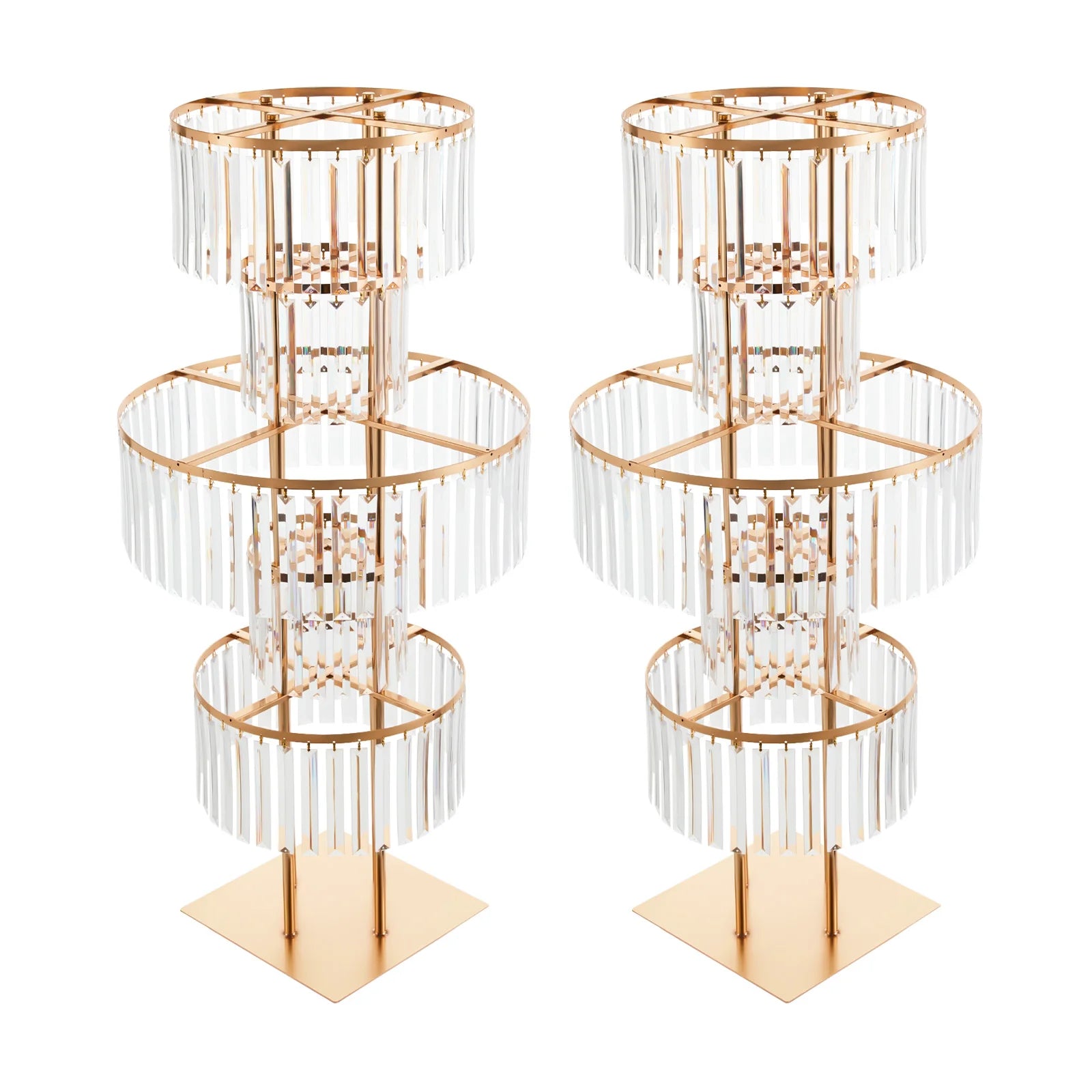 5 Tiers Crystal Flower Stand Gold/Silver 43.3 Inch Height Display Rack Aisle Guide Table Decoration Wedding Centerpiece/ Stand for Party Birthday Coffee Shop